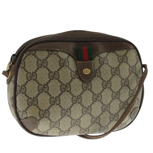 GUCCI Web Sherry Line GG Supreme Shoulder Bag Pvc Beige 89 02 066 - Picture 1 of 16